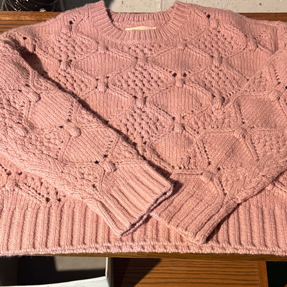 Lucky brand Classic Pink Cable Knit Women's Sweater